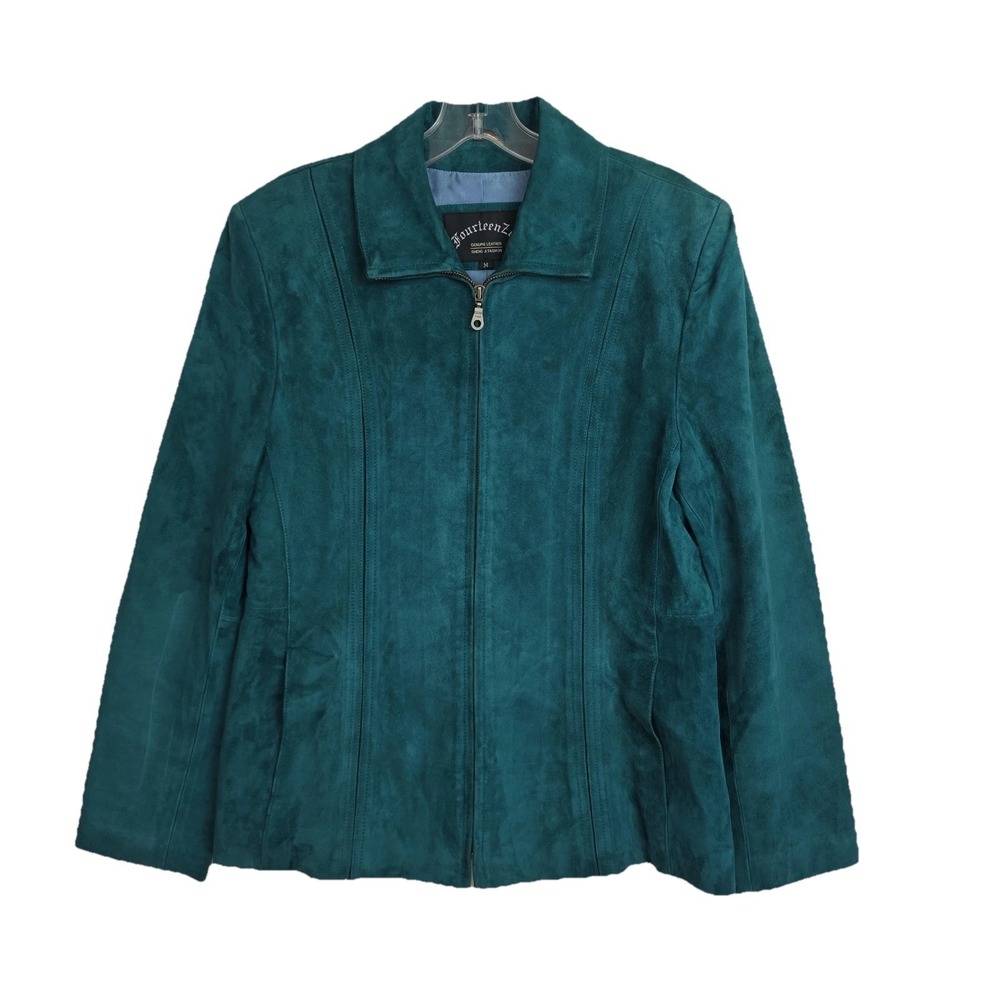 Fourteen Zero Genuine Leather Full-Zip Jacket Women's M Green Sheng Ji‎ Fashion
